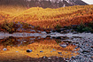 Incredible light illuminates a ridge at the base of Bullard Mountain and reflects in the waters of Mendenhall Lake (near the Mendenhall Glacier).