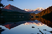 A perfect reflection of Mt. McGinnis & Mendenhall towers in the waters of Auke Lake.