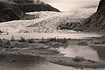 Nicely framed shot of the Mendenhall Glacier on a perfect summer day for shooting black & white photos.